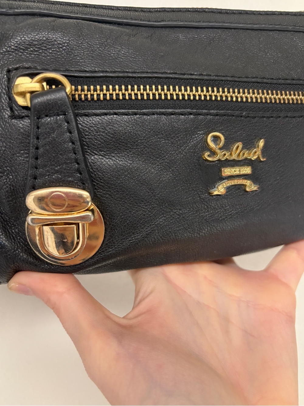 Salad Black Leather Baguette Bag with Accessories and Original Care Card - Picture 3 of 16